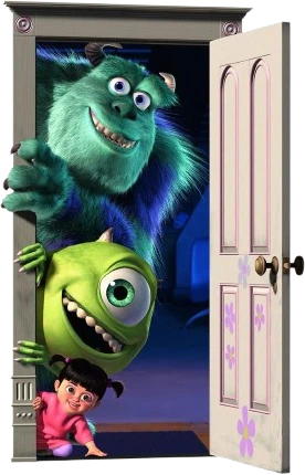 imagen de monster inc saliendo de una puerta